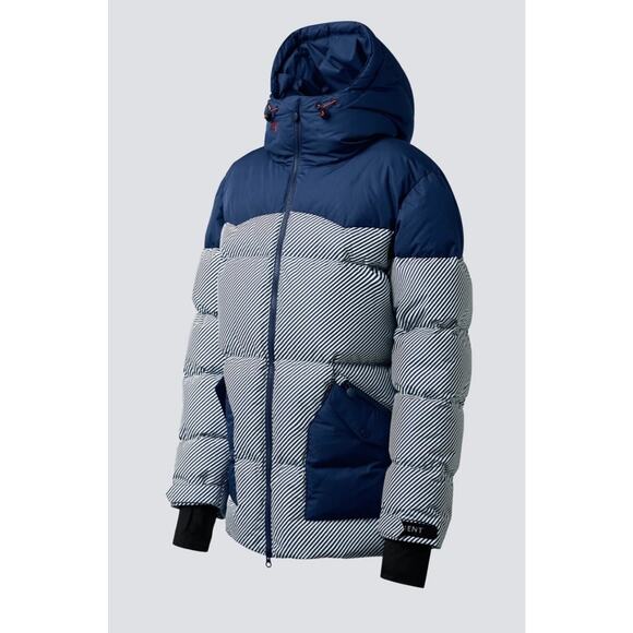 NWT Perfect Moment Womens Navy Pirtuk Striped Quilted Down Ski Jacket SZ XL New - Picture 4 of 13